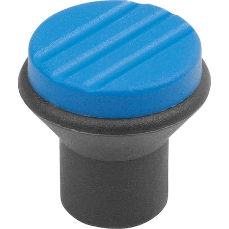 Mushroom Knob Size:1, D=M04, D1=21, Plastic Black Ral7021, Comp:Stainless Steel, Cap:Blue Ral5017